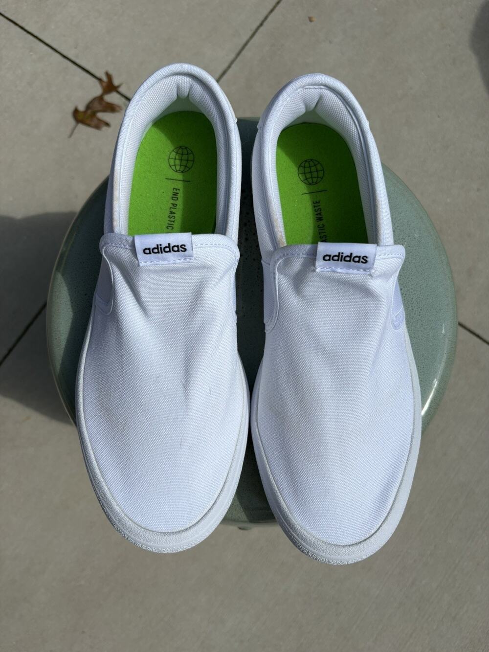 adidas Vulc Raid3r Slip-On Skate ECO Canvas Shoes White Men's US 8